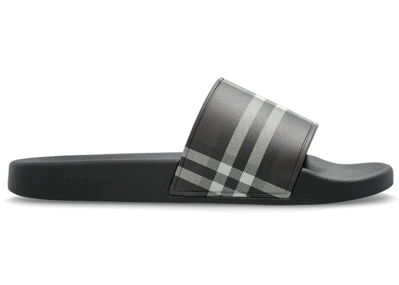 Burberry Check Slides Mahogany
