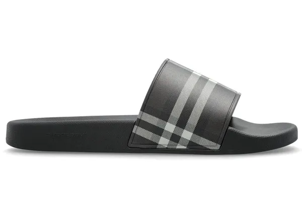 Burberry Check Slides Mahogany