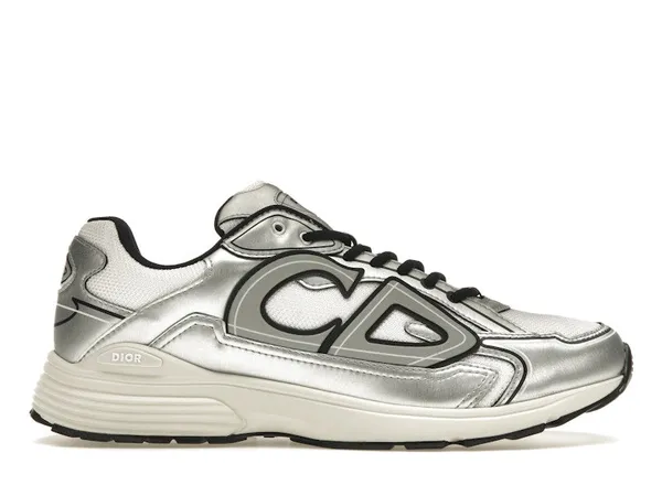 Dior B30 White Mesh Silver-Tone Metallic Calfskin