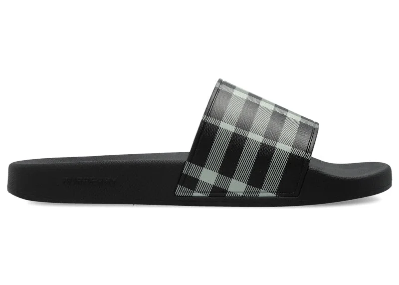 Burberry Check Slides Black Calico