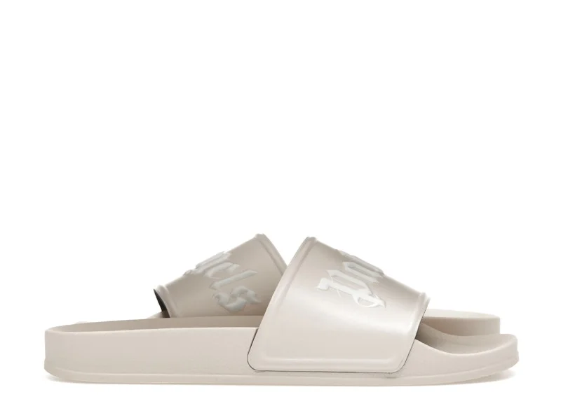 Palm Angels Logo Slide Beige White
