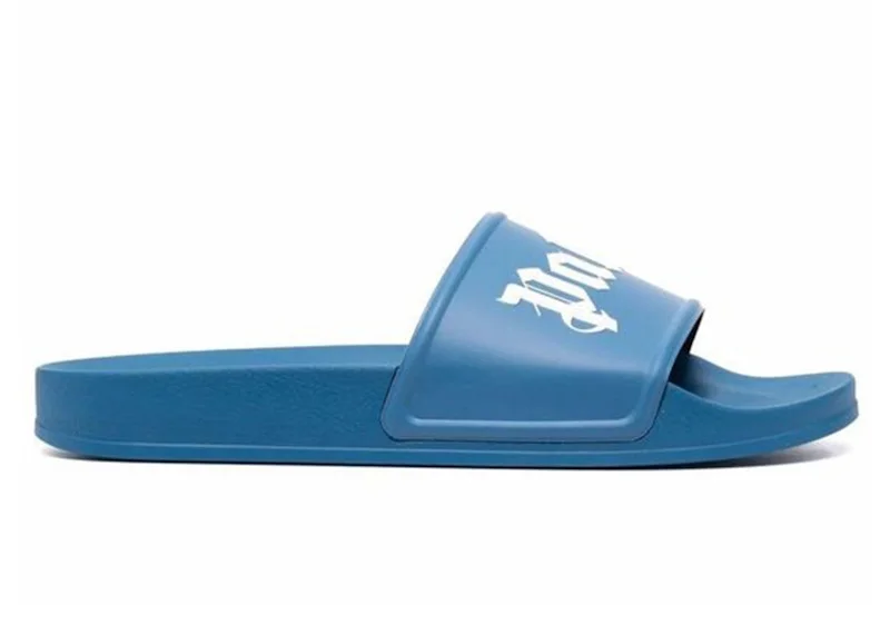 Palm Angels Pool Slides Sky Blue White