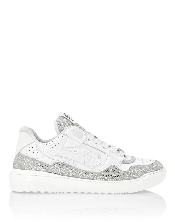 Philipp Plein Leather Low-Top Sneakers Moon Walker White