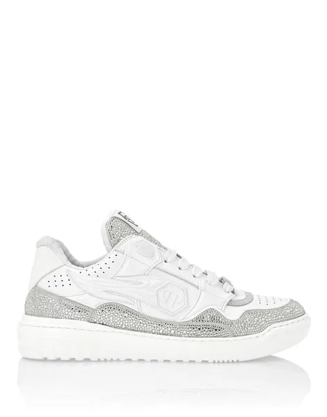 Philipp Plein Leather Low-Top Sneakers Moon Walker White