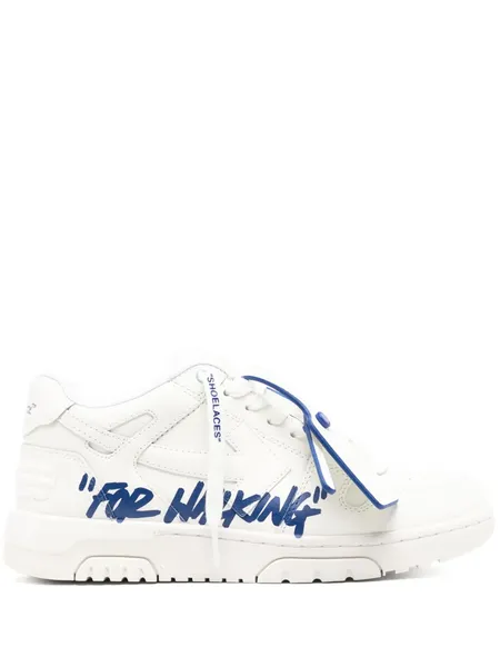 OFF-WHITE Out Of Office OOO "For Walking" Low Tops White blue