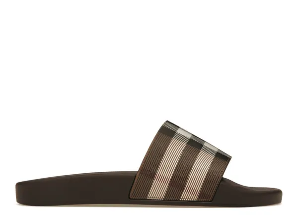Burberry Check Print Slides Dark Birch Brown