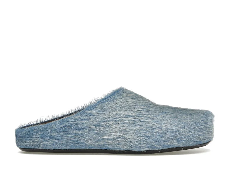 Marni Long Hair Calfskin Fussbett Sabot Mule Indigo