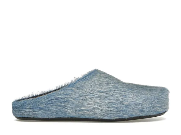Marni Long Hair Calfskin Fussbett Sabot Mule Indigo