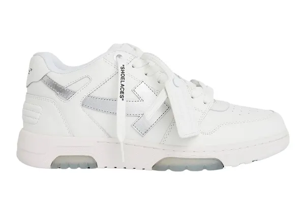 OFF-WHITE Out Of Office OOO Low Tops White Silver