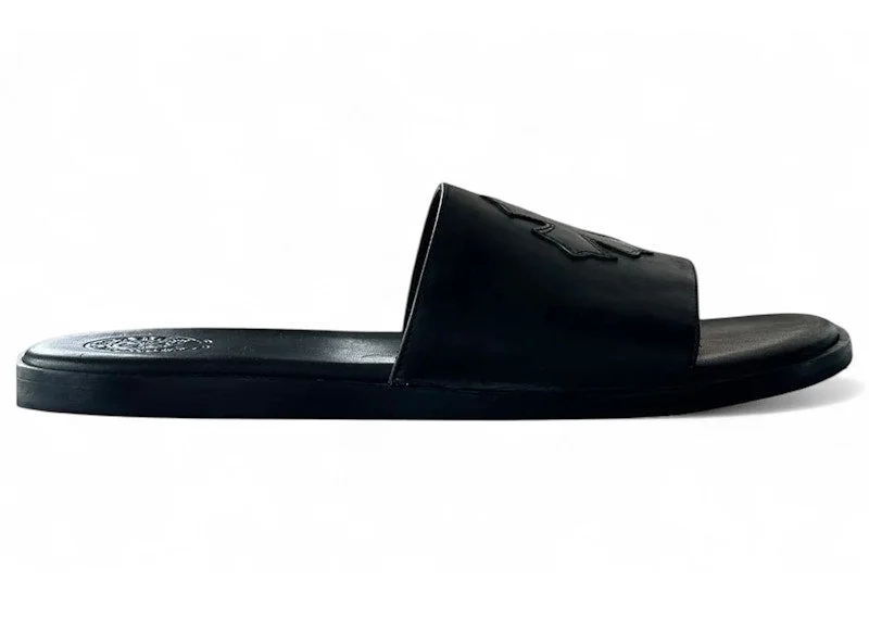 Chrome Hearts Leather Slides Black