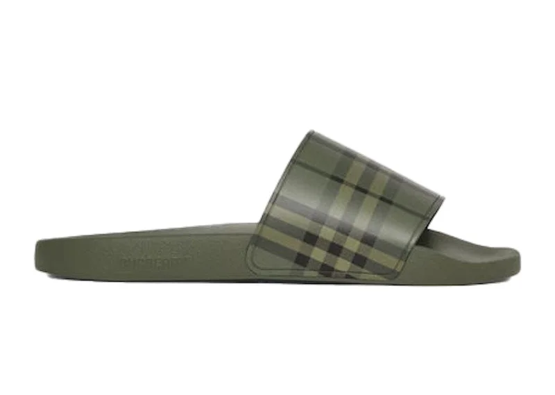 Burberry Embossed Logo Slides Military Green